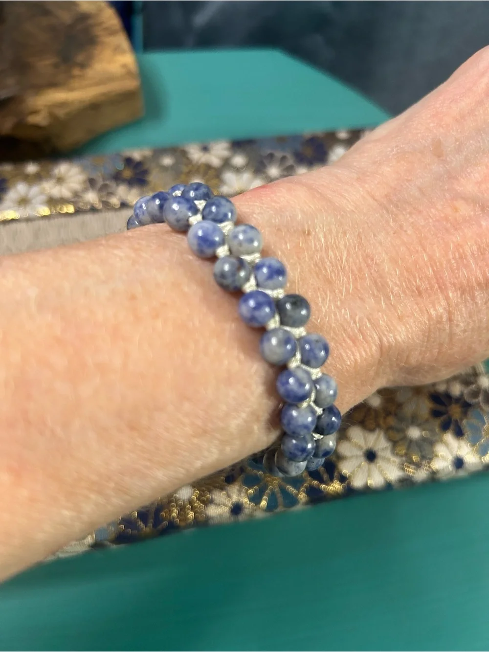 Preloved Handcrafted Blue Sodalite Double Strand Gemstone Bracelet
